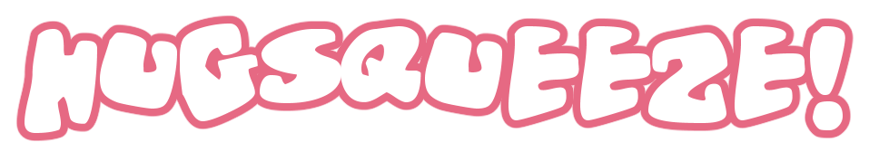 Title text reading 'hugsqueeze' in white bubble letters with a pink border.