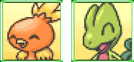 Pokemon Mystery Dungeon icons of Torchic and Treecko.