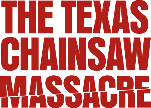 Title text reading 'The Texas Chainsaw Massacre' in bold red letters. The word 'massacre' is sliced through the middle horizontally.